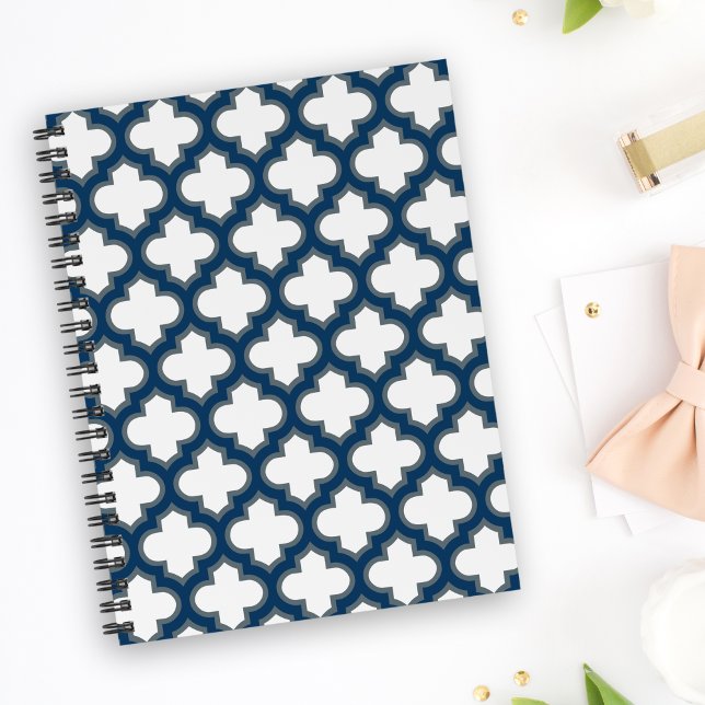 Blaue Trellis, Gitter, Quatrefolie Notizbuch (Von Creator hochgeladen)
