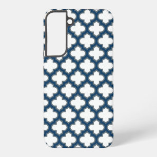Blaue Trellis, Gitter, Quatrefolie Samsung Galaxy Hülle