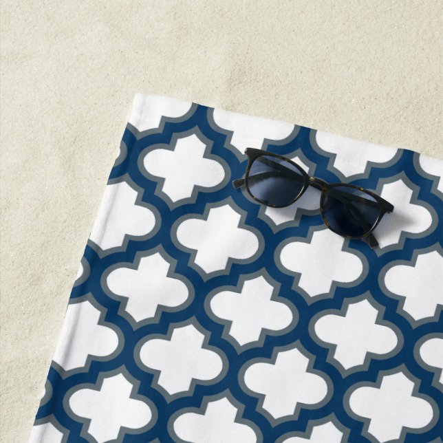 Blaue Trellis, Gitter, Quatrefolie Strandtuch (Beispiel)