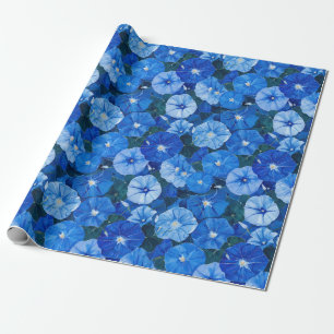 Blaue Trichterwinden Botanische Blumen Geschenkpapier