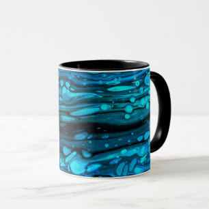 Blaue Tropfen Akryllische Pouring Abstrakter Fluid Tasse