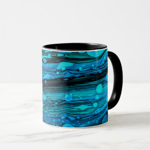 Blaue Tropfen Akryllische Pouring Abstrakter Fluid Tasse