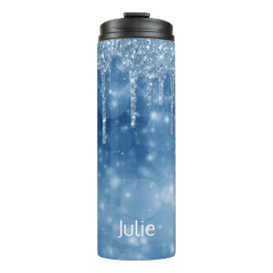 Blaue Tropfröhre Glitzer Thermal Tumbler Thermosbecher