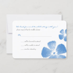 Blaue tropische Aquarell-Blumen Hochzeit RSVP Karte