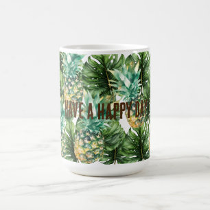 Blaue tropische Blätter Ananas Kaffeetasse