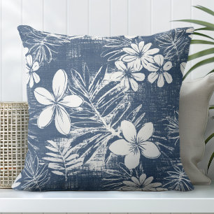 Blaue tropische Blume Kissen