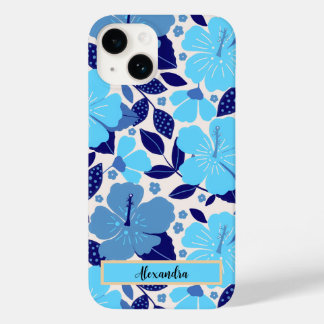 Blaue tropische Blume Personalisiert Case-Mate iPhone 14 Hülle