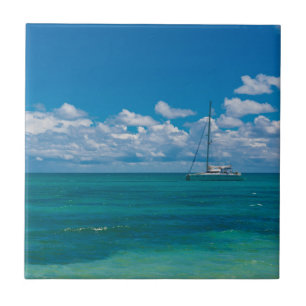 Blaue Tropische Bucht Landschaft Fliese