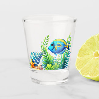 Blaue tropische Meer Shotglas Schnapsglas
