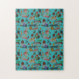 Blaue tropische Meereswelt Paradies Wasserfarbe Puzzle