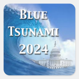 Blaue Tsunami-Wahl 2024 Quadratischer Aufkleber