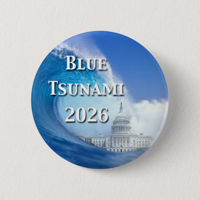 Blaue Tsunami-Wahl 2026 Button (Vorderseite)