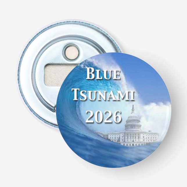 Blaue Tsunami-Wahl 2026 Flaschenöffner (Vorderseite)
