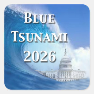 Blaue Tsunami-Wahl 2026 Quadratischer Aufkleber