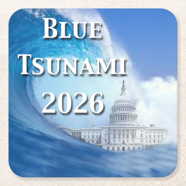 Blaue Tsunami-Wahl 2026 Rechteckiger Pappuntersetzer (Vorderseite)