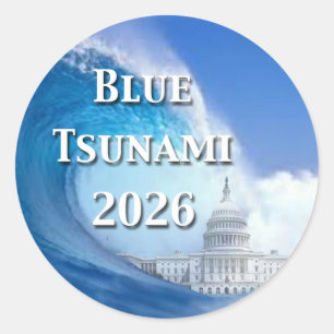 Blaue Tsunami-Wahl 2026 Runder Aufkleber