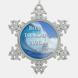 Blaue Tsunami-Wahl 2026 Schneeflocken Zinn-Ornament