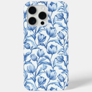 Blaue Tulip Vintages Blumenmuster Case-Mate iPhone Hülle