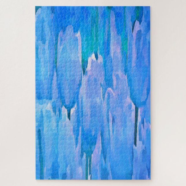 Blaue Tulissen Abstraktes Blumenmuster Puzzle (Vertikal)