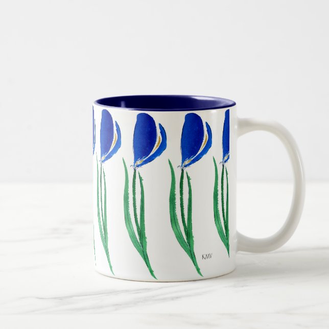 Blaue Tulpe-Tasse Zweifarbige Tasse (Rechts)