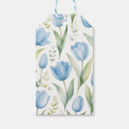 Blaue Tulpen Aquarell-Blumenmalerei Botanik Geschenkanhänger
