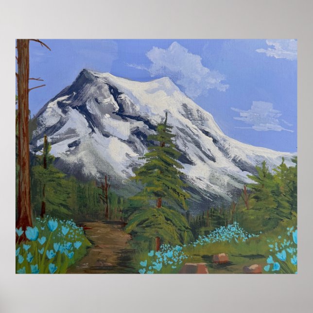 Blaue Tulpen auf einer Wanderung Poster (Vorne)