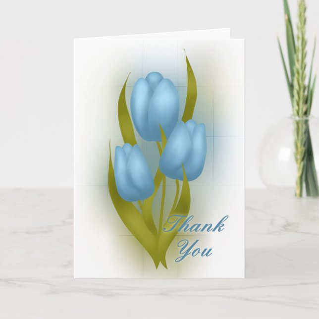 Blaue Tulpen danken Ihnen zu kardieren Dankeskarte (Vorderseite)