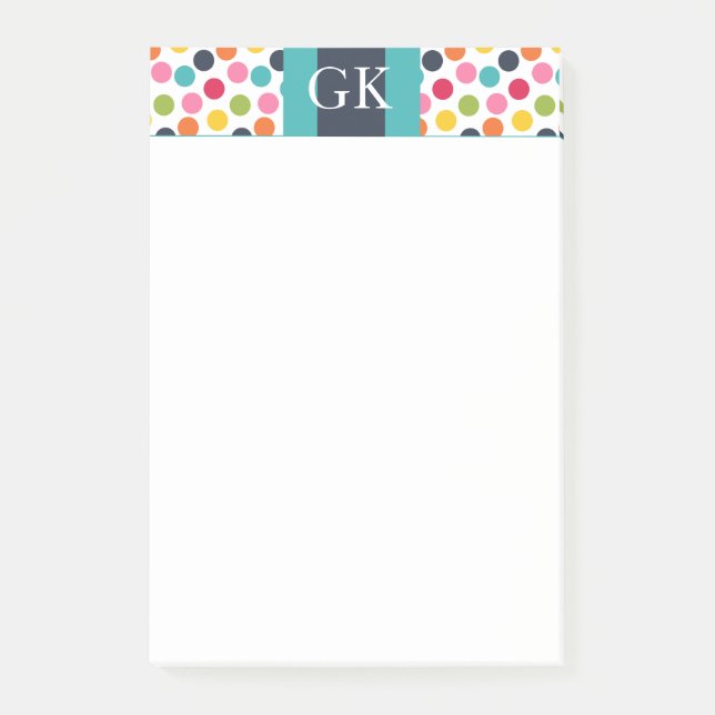 Blaue Tupfen-Monogramm-Post-Itanmerkung Post-it Klebezettel (Vorderseite)