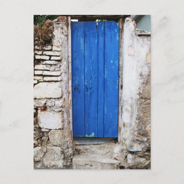 BLAUE TÜR Altstadt von Chania, Kreta Postkarte (Vorderseite)