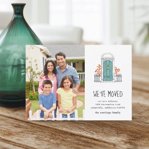 Blaue Tür Ankündigung zum Umschalten von Fotos