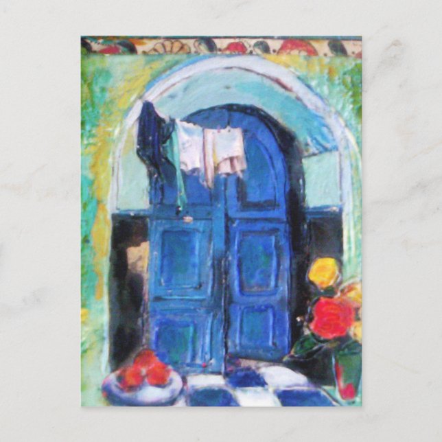 Blaue Tür - Postkarte (Vorderseite)
