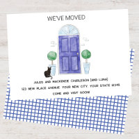 Blaue Tür und Katze haben wir neue Zuhause verscho
