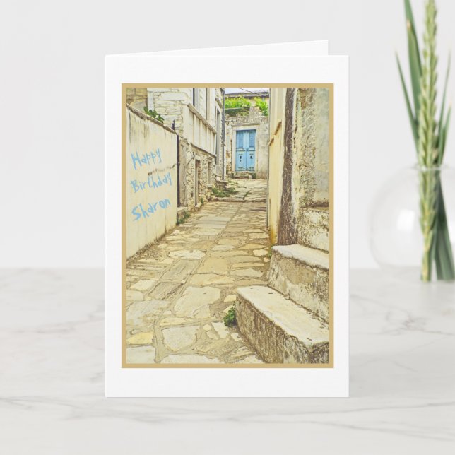 BLAUE TÜR/WALL GRAFFITI/GLÜCKLICHER GEBURTSTAG KARTE (Vorderseite)