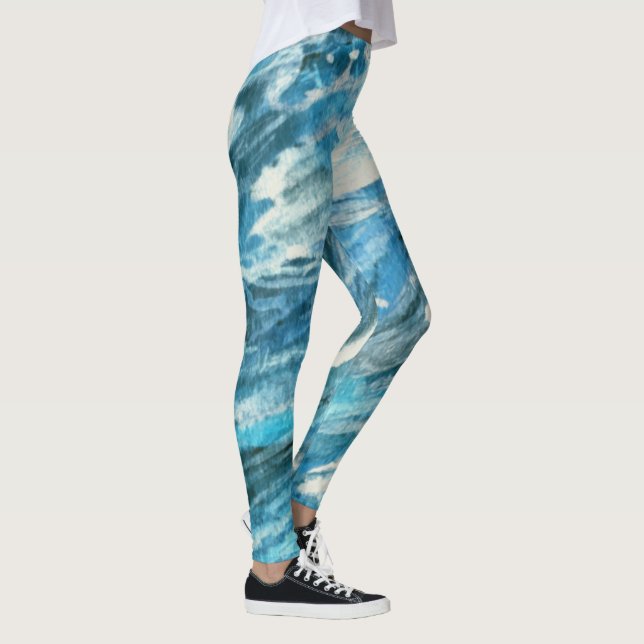 Blaue turbulente Seekunst-Leggings Leggings (Rechts)