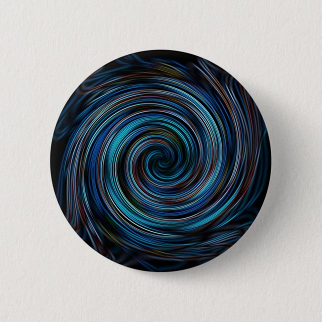 Blaue Turbulenz-Spirale Button (Vorderseite)