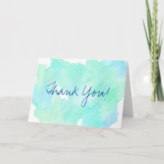 Blaue Türkis Aquarell vintage handgeschriebene Hoc Dankeskarte