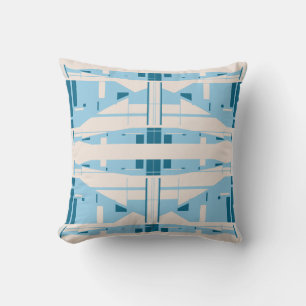 Blaue Türkis Beige Mittelmeer-Mosaik-Ebenen Kissen