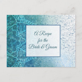 Blaue Türkis Mandala Hochzeitsstipenkarte Postkarte