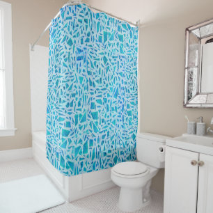 Blaue Türkis-Mosaik-Glasfliese Modern Chic Duschvorhang