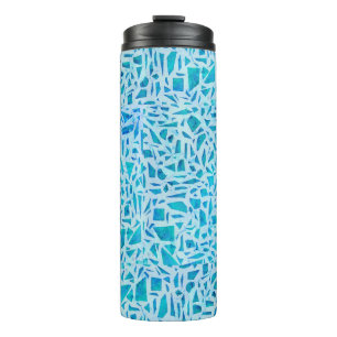 Blaue Türkis-Mosaik-Glasfliese Modern Chic Thermosbecher
