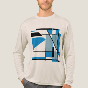 Blaue Türkis Schwarze MCM-Optik Mosaik Geometrisch Tri-Blend Shirt