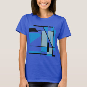 Blaue Türkis Schwarze Mosaik MCM Optik Geometrisch T-Shirt