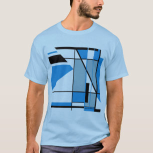 Blaue Türkis Schwarze Mosaik MCM Optik Geometrisch T-Shirt