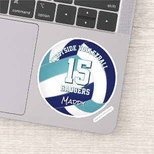 blaue Türkis-Teamfarben Volleyballspieler Aufkleber