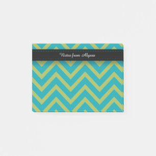 Blaue / Türkis und Grüne Chevron Post-it Klebezettel