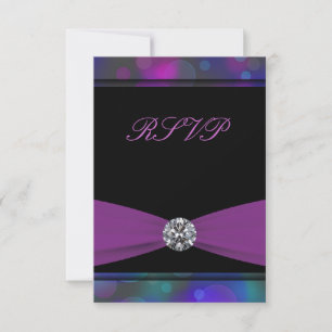 Blaue Türkis-Violette Quinceanera-RSVP RSVP Karte