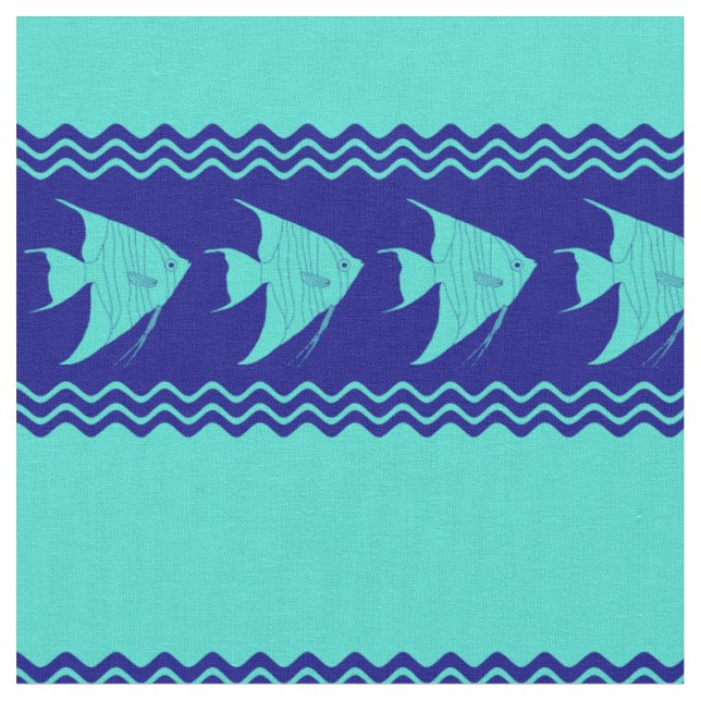 Blaue Türkische Küste Angelfish Streifen Stoff (Nahaufnahme)