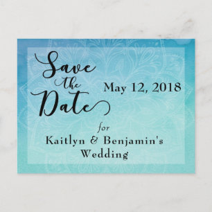 Blaue & Türkise Aquarell-Mandala-Save-the-Date-Kar Ankündigungspostkarte