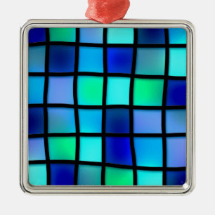 Blaue Türkisgrüne Violette Glasmalerei Silbernes Ornament