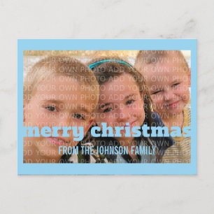 Blaue Typografie Frohe Weihnachts-Foto Postkarte